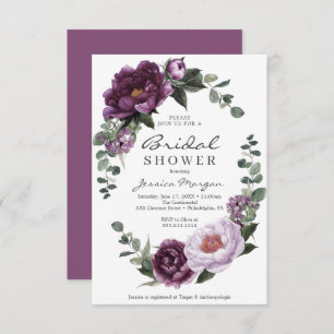 Plum Peonies Carte d'invitation à la douche nuptia