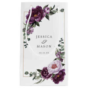 Plum Peonies Floral Hotel Wedding Gift Bag Klein Cadeauzakje