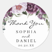 Plum Peonies Mariage Favor Sticker (Devant)