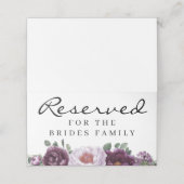 Plum Peonies Reserved Stoel of Table Sign (Buitenkant ongevouwen)