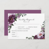 Plum Peonies RSVP Insérer carte (Devant / Derrière)