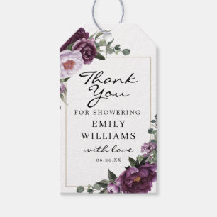 Plum Peonies Vrijgezellenfeest Favor Tag Cadeaulabel