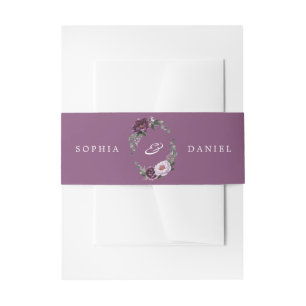 Plum Peony Bloemen Uitnodiging Buik Bands Uitnodigingen Wikkel