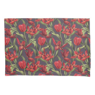 Plum Perfect background met Red Tulips Kussensloop