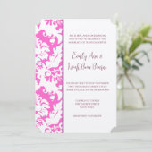 Plum & Pink Damask Wedding Invitations Kaart (Staand voorkant)