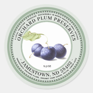 Plum Preserve Label Jam Jelly 1930 Green