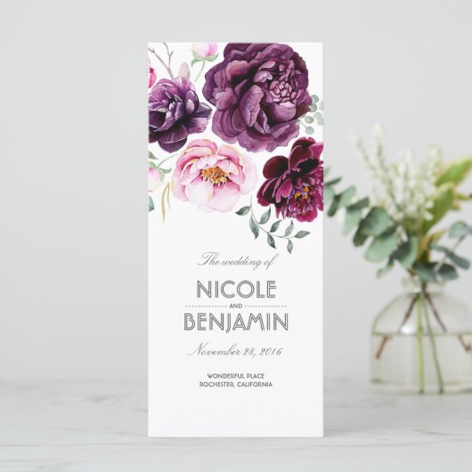Plum Purple Boho Aquarelles Programmes floraux (Debout devant)