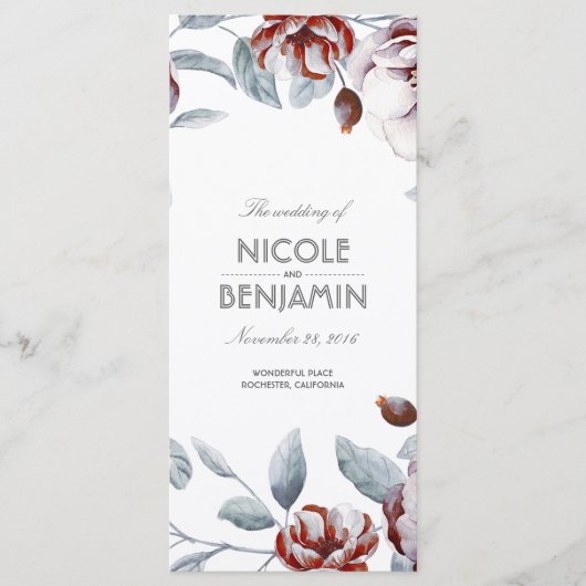 Plum Purple Boho Aquarelles Programmes floraux (Devant)