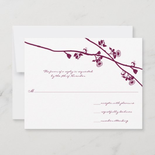 Plum Purple Branches Fleurs sauvages Mariage RSVP (Devant)