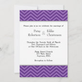 Plum Purple Chevron Invitations de mariage (Devant)