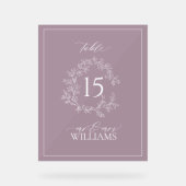Plum Purple Crest Monogramme Mariage Numéro de tab (Recto)