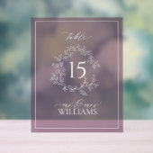 Plum Purple Crest Monogramme Mariage Numéro de tab (Neutre)