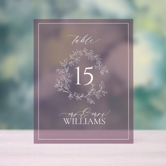 Plum Purple Crest Monogramme Mariage Numéro de tab (Neutre)