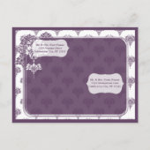 Plum Purple Damask Répétition Dîner Invitations (Dos)