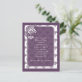 Plum Purple Damask Répétition Dîner Invitations (Debout devant)