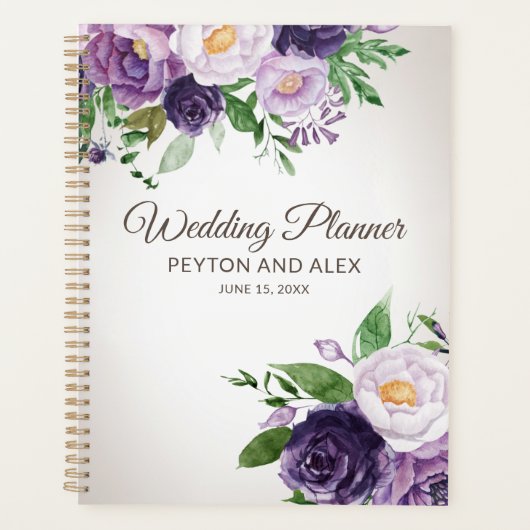 Plum Purple Floral Wedding planner (Devant)