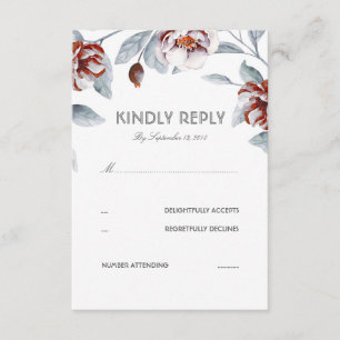 Plum Purple Flowers Waterverf Wedding RSVP Card