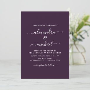 Plum Purple Mariage Typographie moderne Invitation