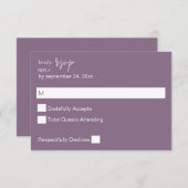 Plum Purple MOD Calligraphie no Repas RSVP (Devant / Derrière)