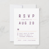 Plum Purple Moderne Chic Simple Typographie RSVP (Devant)