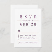 Plum Purple Moderne Chic Simple Typographie RSVP (Devant / Derrière)
