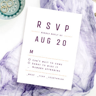 Plum Purple Moderne Chic Simple Typographie RSVP