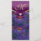 Plum Purple Peacock Programme de mariage Rack Card (Devant)