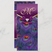 Plum Purple Peacock Programme de mariage Rack Card (Devant / Derrière)