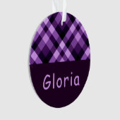 Plum Purple Plaid Monogramme Cercle Acrylique Orne (devant)
