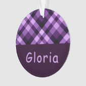Plum Purple Plaid Monogramme Cercle Acrylique Orne (devant)