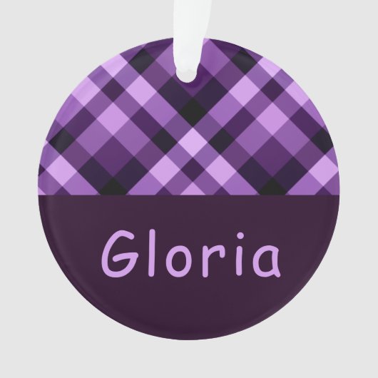Plum Purple Plaid Monogramme Cercle Acrylique Orne (devant)