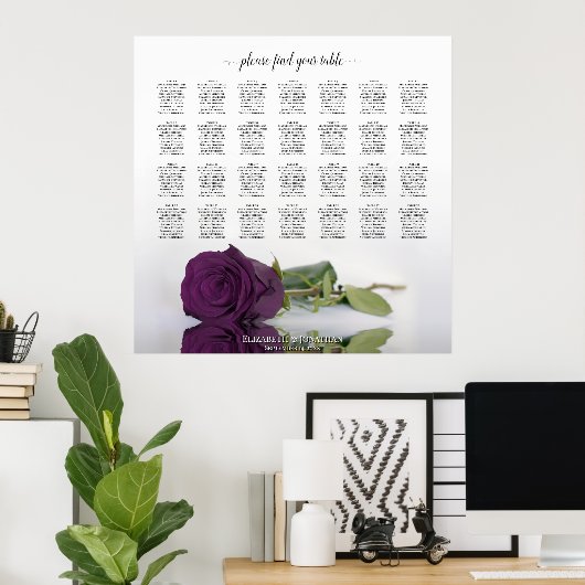 Plum Purple Rose 28 Tableau Mariage Siège (Bureau à domicile)