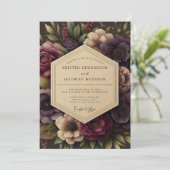 Plum Rich Botanical Wedding Kaart (Staand voorkant)