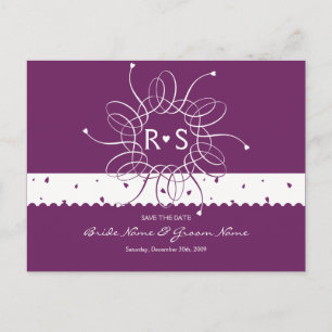 Plum Romantic Rosette Sla de datum Aankondigingskaart