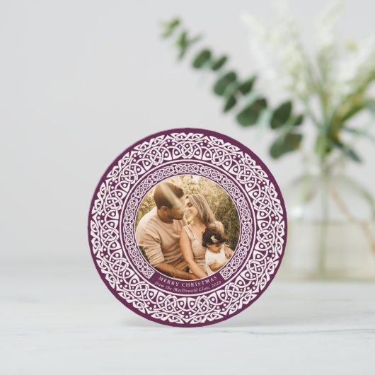 Plum rond + Hors blanc Carte photo de vacances Cel (Debout devant)