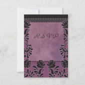 Plum Rose violet et Noir mariage RSVP Note (Devant)