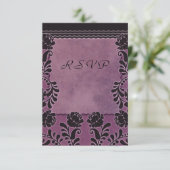 Plum Rose violet et Noir mariage RSVP Note (Debout devant)