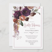 Plum, roze, Paarse Floral String Light Baby shower Kaart (Voorkant)