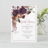 Plum, roze, Paarse Floral String Light Baby shower Kaart (Staand voorkant)