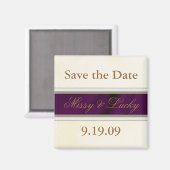 Plum Satin Save the Date Magnet Magneet (Voorkant / Achterkant)