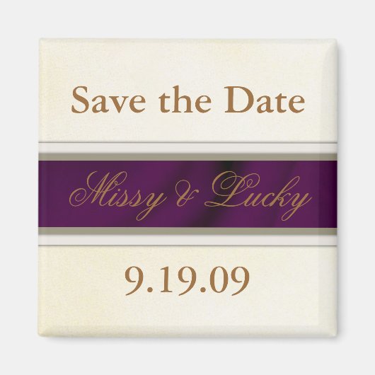 Plum Satin Save the Date Magnet Magneet (Voorkant)