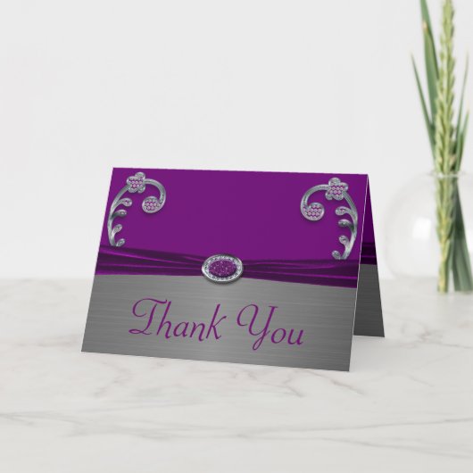 Plum & Silver Metallic Flourish Merci (Devant)
