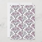 Plum Silver Sage Damask Wedding Kaart (Achterkant)