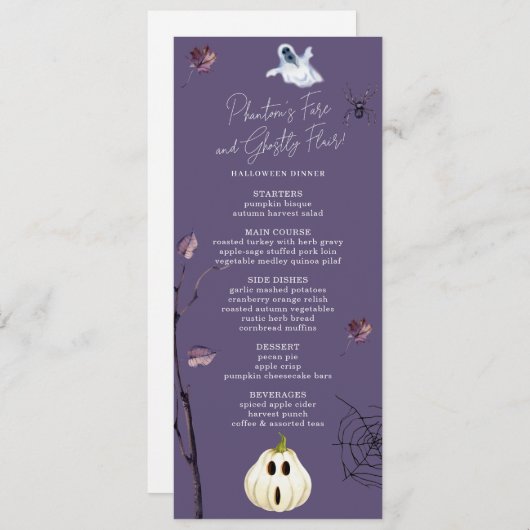 PLUM SPOOKY POMPOEN SPIN HERFST SPOOK HALLOWEEN MENU (Voorkant / Achterkant)
