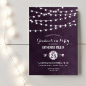 Plum String Lights Graduation Party Invitation
