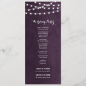Plum String Lights Wedding Program Programma (Achterkant)