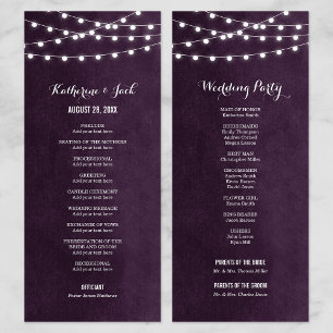Plum String Lights Wedding Program Programma
