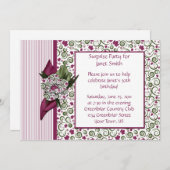 Plum Stripes et Feuille Party Invitation (Devant / Derrière)