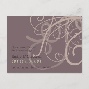 Plum Swirls · Save the Date Briefkaart
