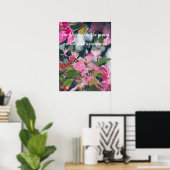 Plum Tree Branch met roze bloemen Poster (Thuiskantoor)
